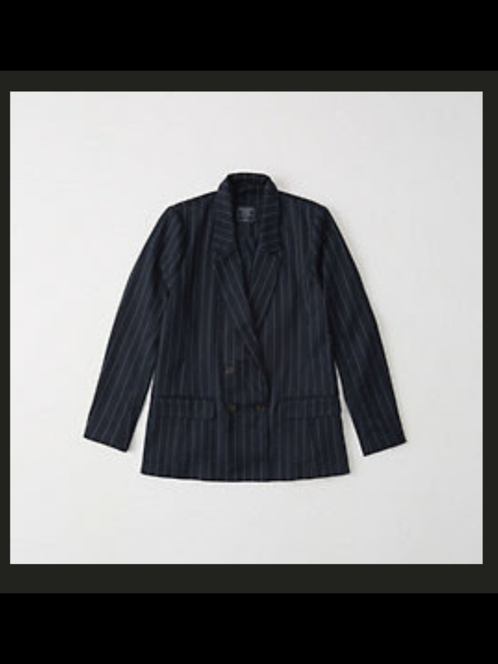 Abercrombie & Fitch Navy Pinstripe Double-Breasted Blazer